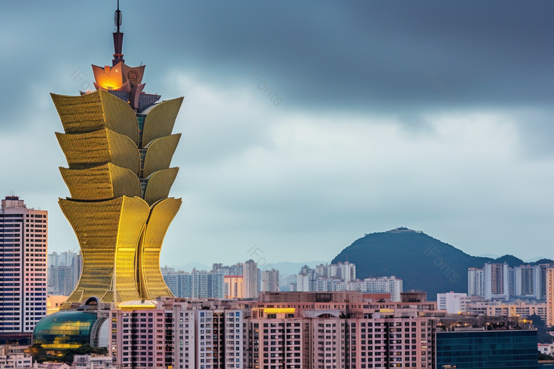 夜晚天空下的高楼大厦城市金色大楼,高清,摄影图,摄影图片,图片大全,摄影图免费下载